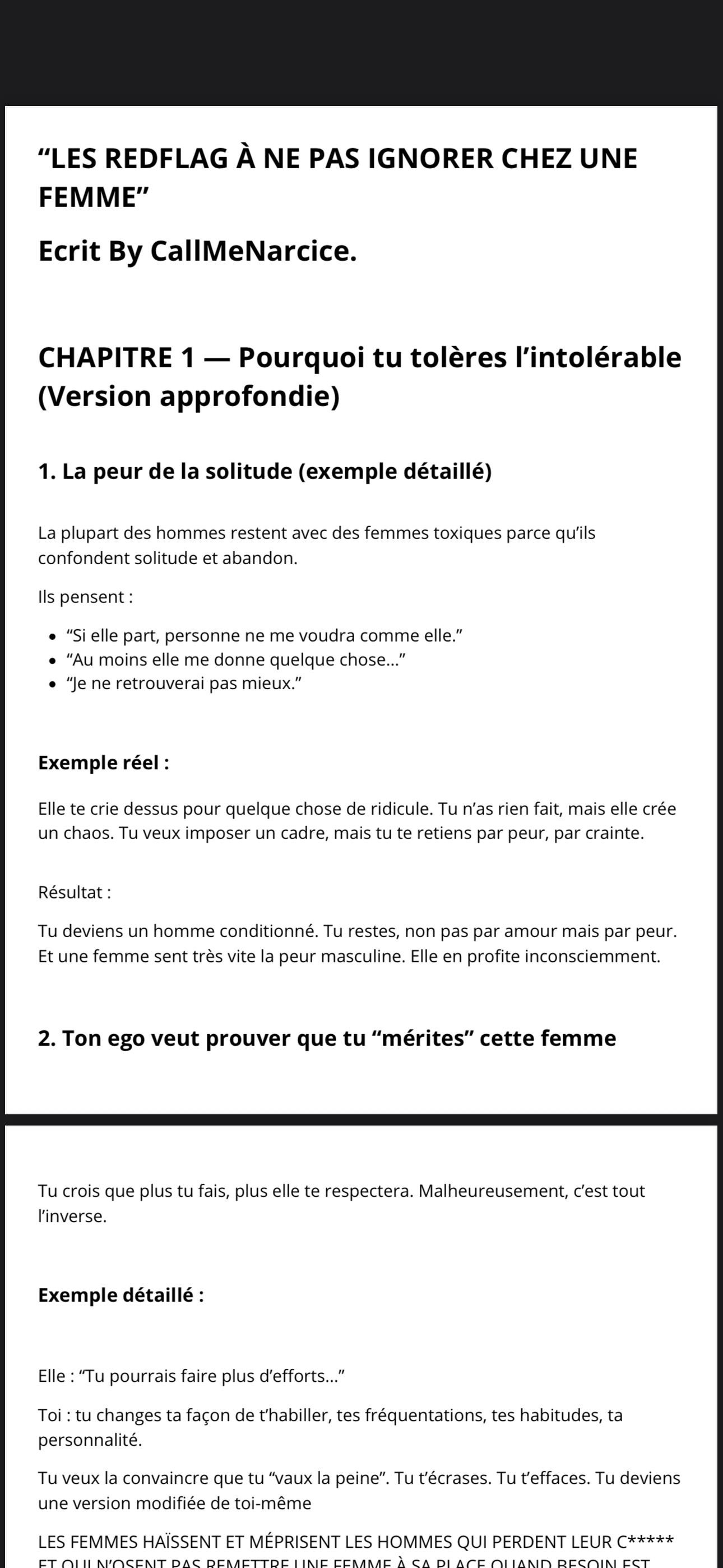 "LES REDFLAG À NE PAS IGNORER" By CallMeNarcice.