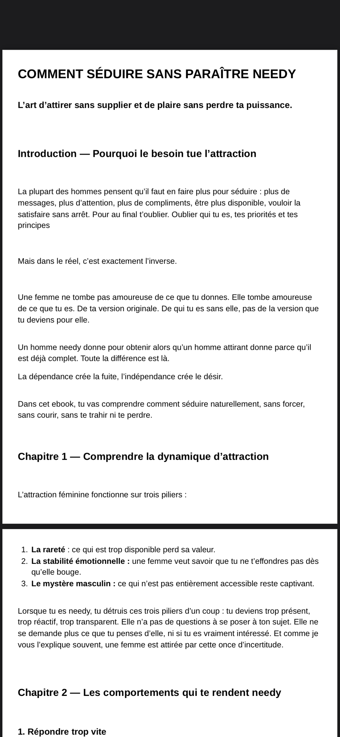 "COMMENT SÉDUIRE SANS PARAÎTRE NEEDY" By CallMeNarcice.