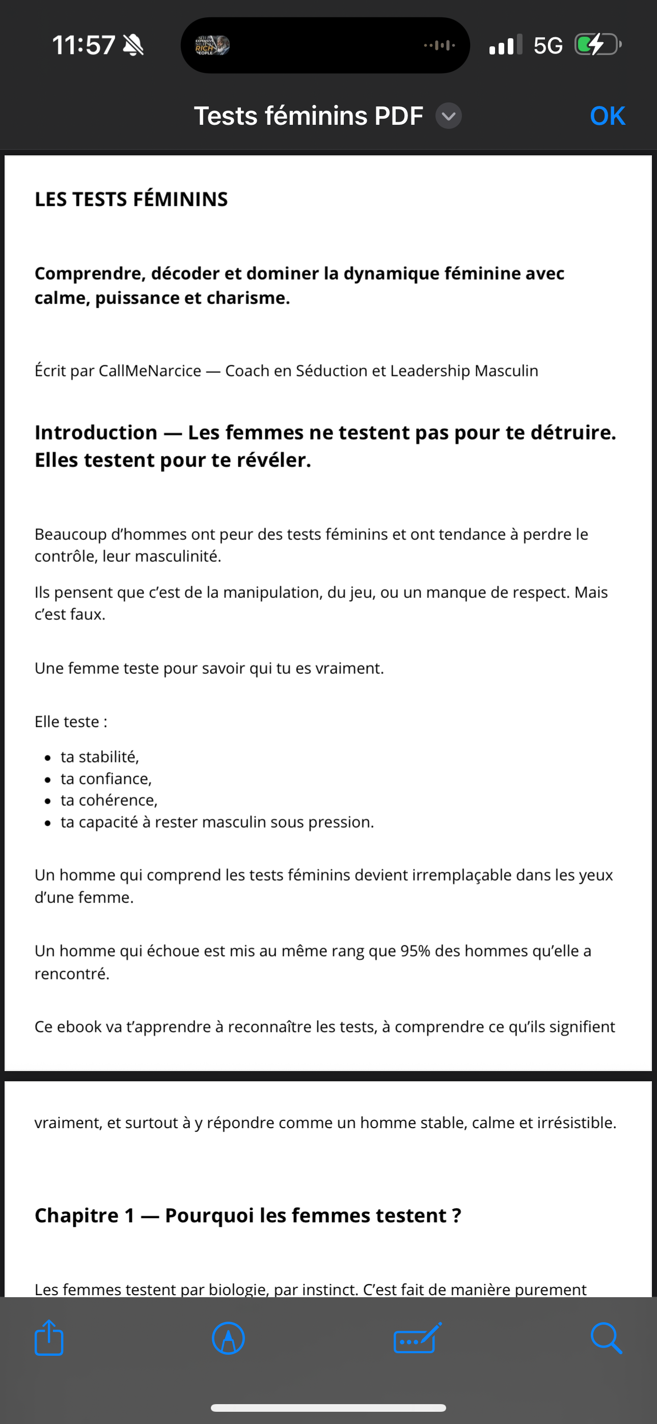 "COMMENT UNE FEMME TE TESTE"