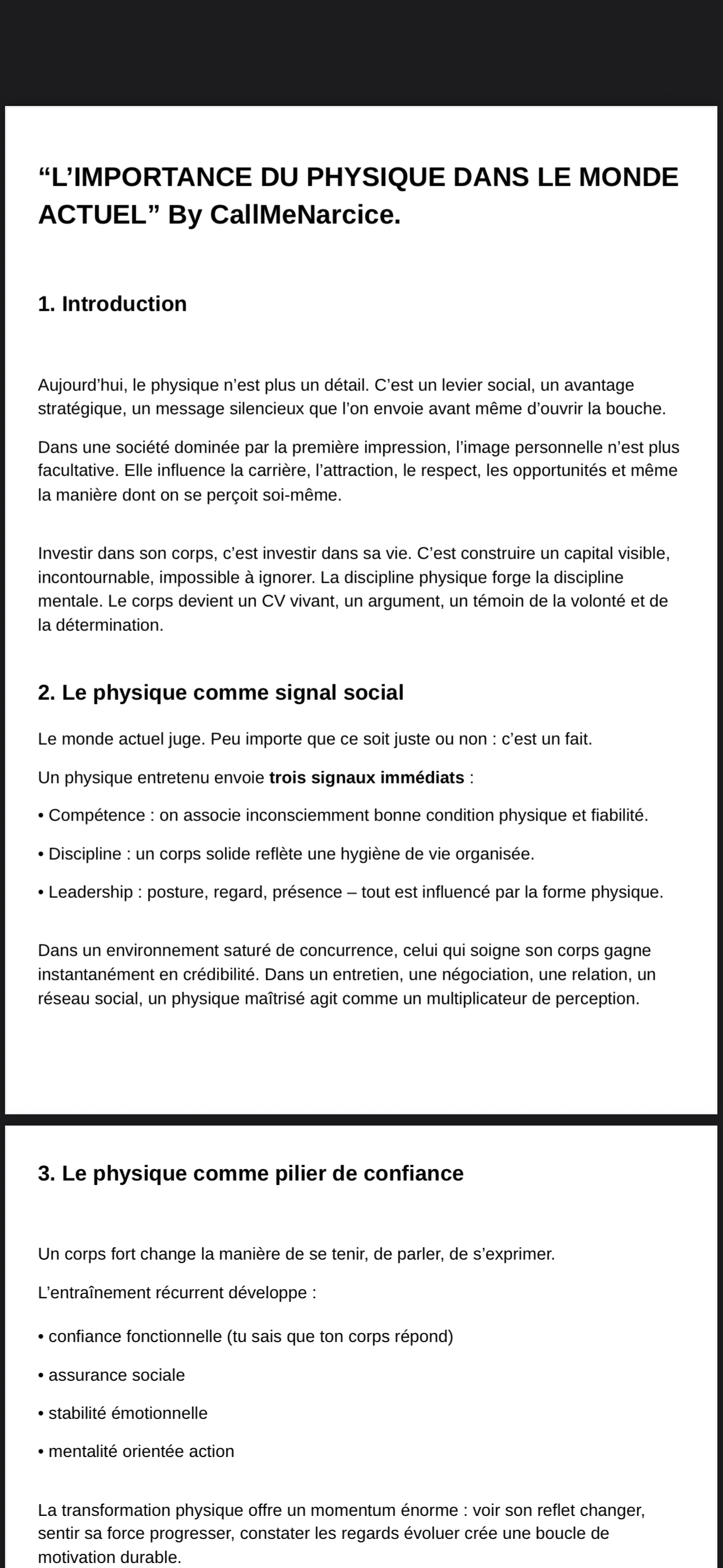 "L’IMPORTANCE DU PHYSIQUE DANS LE MONDE ACTUEL + TRAINING + DIETE" By CallMeNarcice.