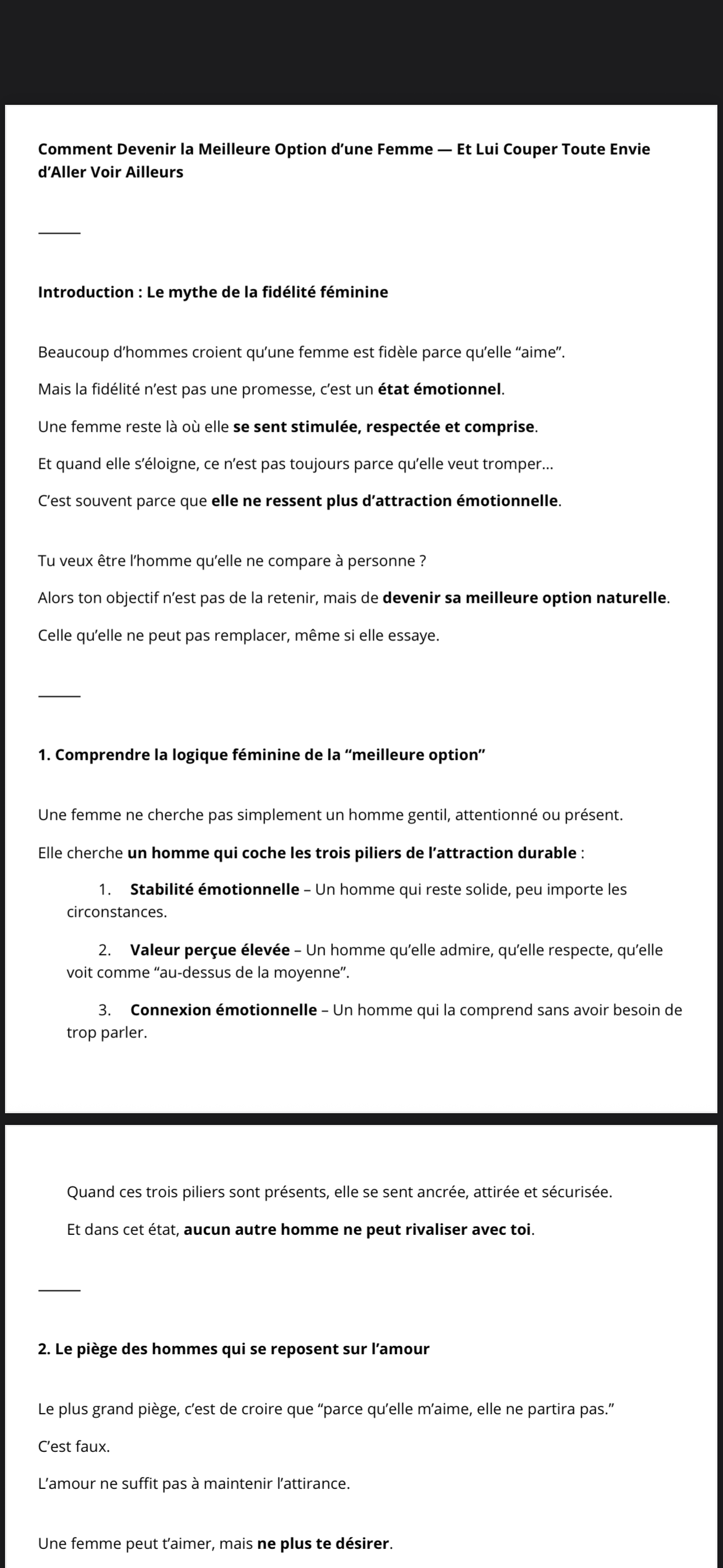 "ÊTRE LA MEILLEURE OPTION D’UNE FEMME" By CallMeNarcice.